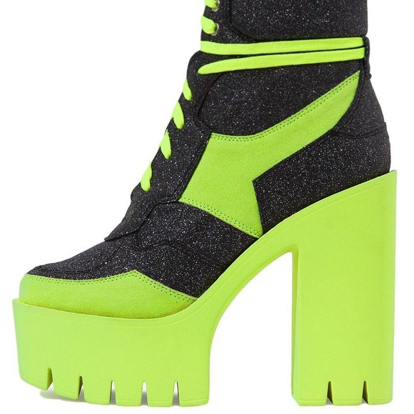 Black multi glitter lime heeled bootie - Picture 4 of 6